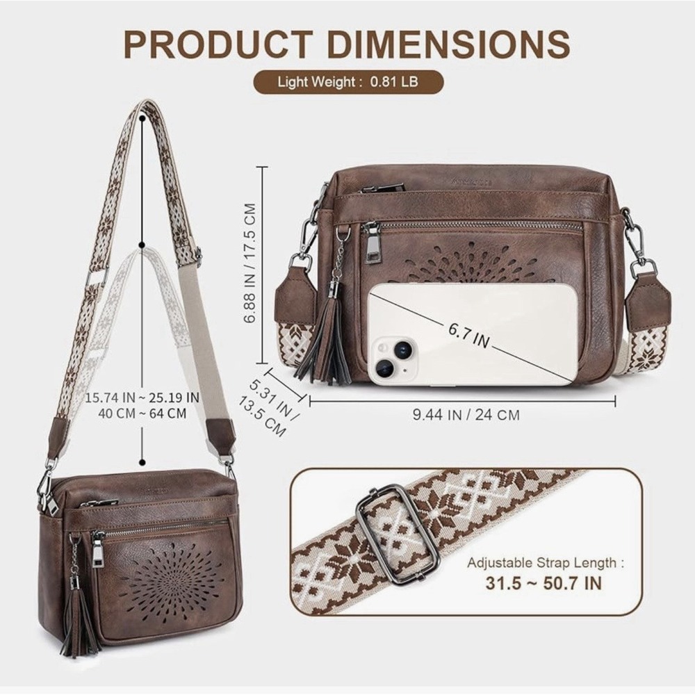 Crossbody Bags for Women Trendy Faux Leather Crossbody Purses Shoulder Handbags - Picture 6 of 11